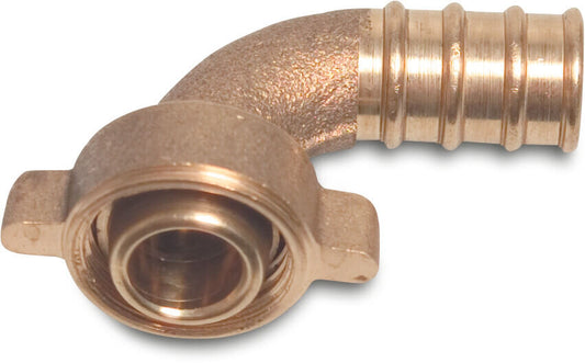 2/3 Schlauchverschraubung Bogen 90° konisch dichtend Messing 3/4" x 20 mm Überwurfmutter IG x Schlauchtülle