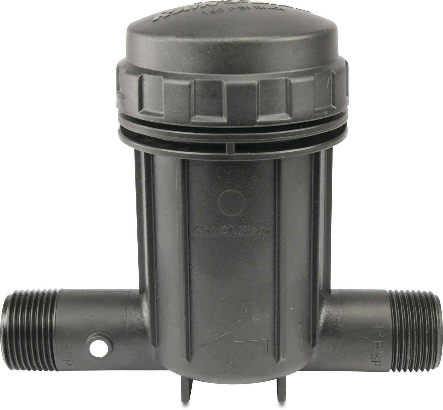 Rain Bird IPRB100 basket filter Druckminderer-Filterkombination glasfaserverstärktes Nylon 1" Außengewinde 10bar 75micron Edelstahl Gaze Schwarz