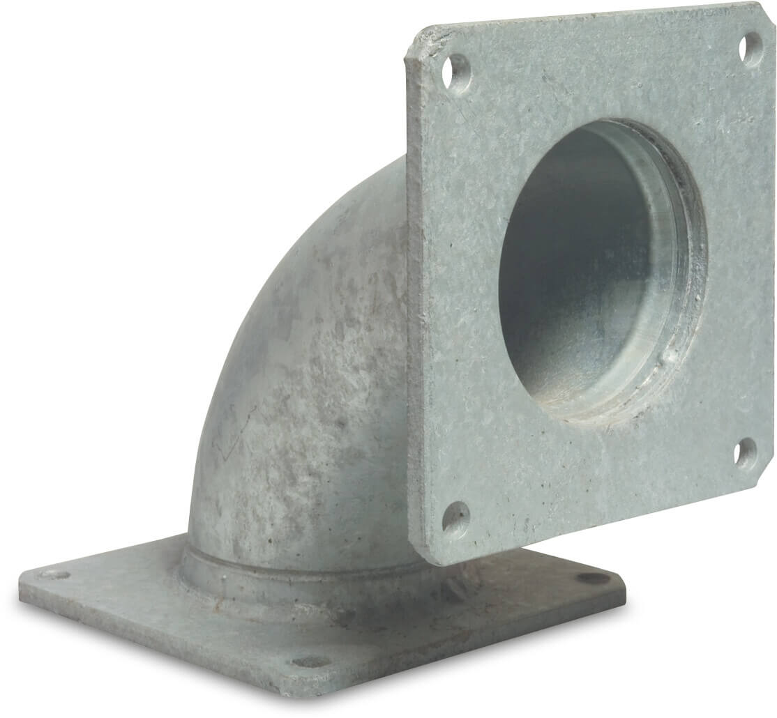 Bogen 90° Stahl Verzinkt 5" Quadratflansch