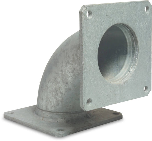 Bogen 90° Stahl Verzinkt 5" Quadratflansch