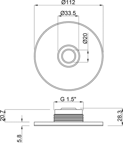 Ocean Abdeckung für Einlaufdüse Edelstahl 316 1 1/2" Außengewinde Edelstahl Typ Standard Round