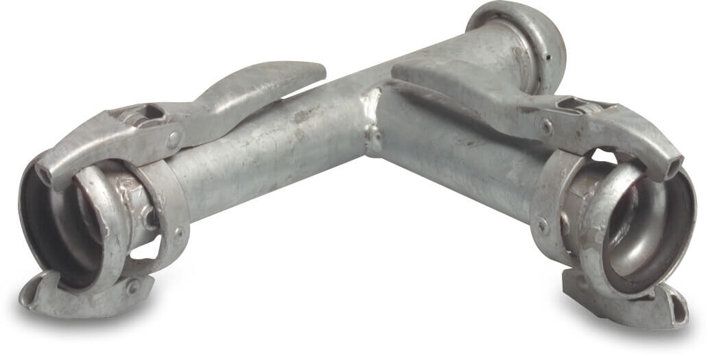 T-Stück Stahl Verzinkt 108 mm M-Teil Kardan x M-Teil Kardan x V-Teil Kardan Typ Kardan