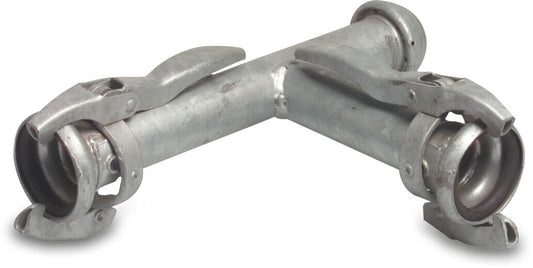 T-Stück Stahl Verzinkt 108 mm M-Teil Kardan x M-Teil Kardan x V-Teil Kardan Typ Kardan