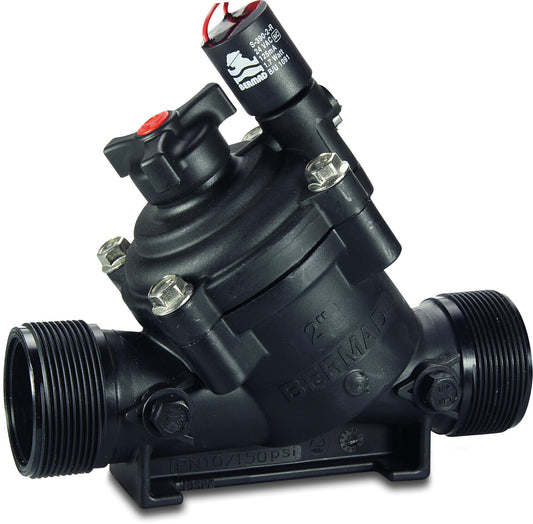 Bermad 100 Magnetventil glasfaserverstärktes Nylon 2" Außengewinde 10bar 24VAC Schwarz