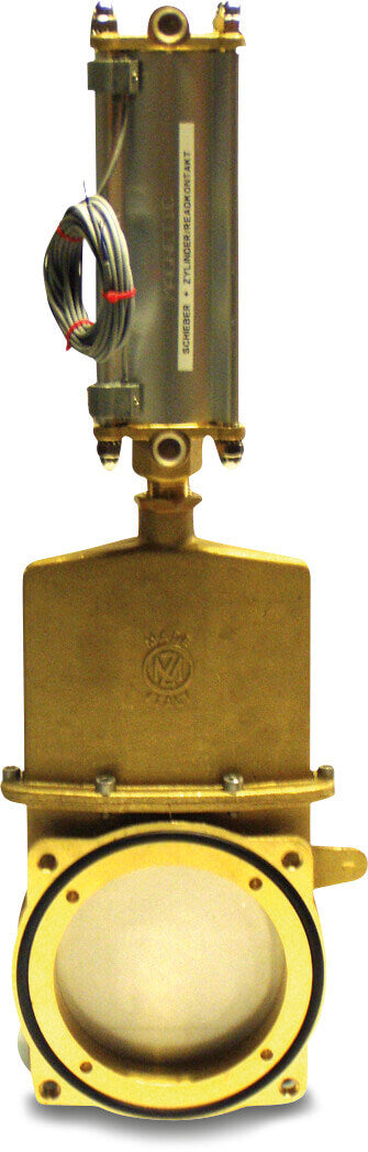 MZ Gülleschieber Messing 6" Quadratflansch 4bar Typ 0080, mit Antrieb