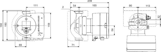 Grundfos Umwälzpumpe mit variabler Drehzahl Gusseisen Außengewinde 10bar 0.61A 230VAC Schwarz/Rot WRAS