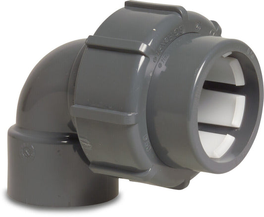 Winkel 90° PVC-U 50 mm Klemm x Klebemuffe 4bar Grau