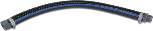 Profec Saug- und Druckschlauch PVC/Stahl 1" Außengewinde x Innengewinde 12bar 0.9bar Schwarz/Blau 0.8m Typ Heavy-Flex Black zusammengestellt
