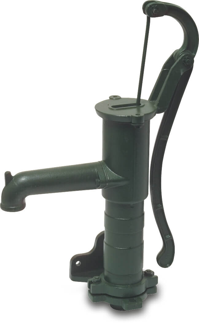 Handschwengelpumpe Gusseisen 1 1/4" Innengewinde Grün Typ Standard Seitenflansch