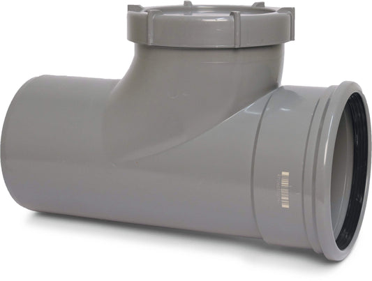 Reinigungsstück PVC-U 160 mm SN4 Steckmuffe x Stutzen DN150 Grau KOMO/BENOR