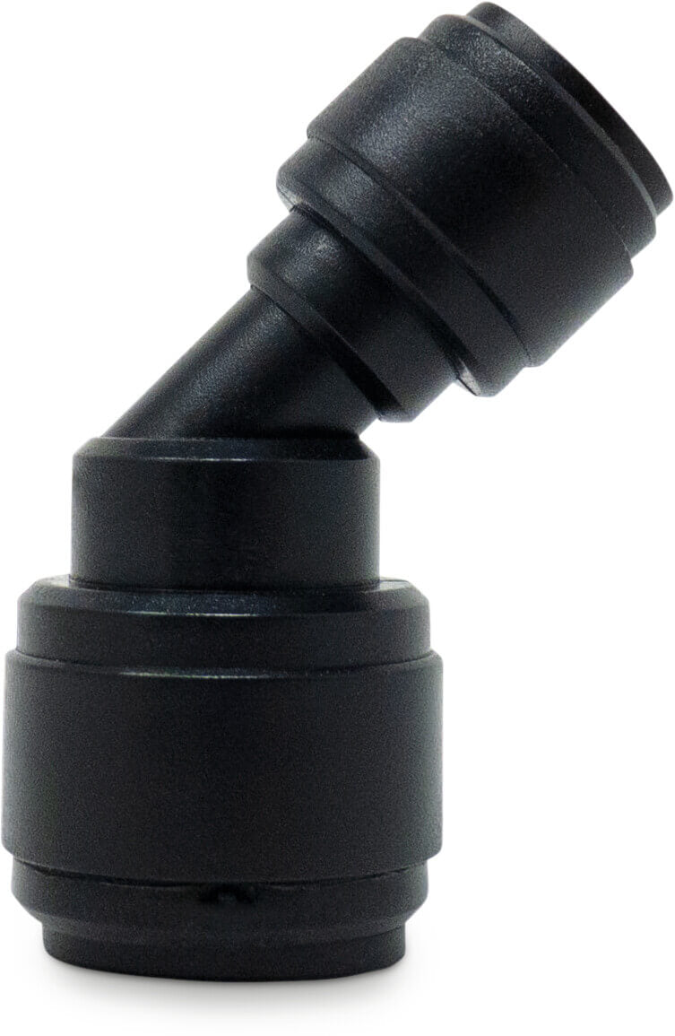 Reduzierungswinkel 45° POM 12 mm x 8 mm Einsteck 14bar Schwarz WRAS Typ Aquaspeed (VE: 25 St.)