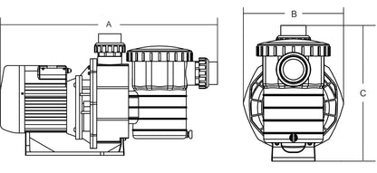 Flotide SB30T Schwimmbadpumpe 63 mm / 2" Metrisch/Imperial Klebemuffe 10,5A 400VAC Schwarz