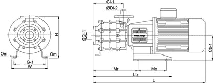 Rovatti Mehrstufige Kreiselpumpe Gusseisen DN65 x DN50 DIN Flansch 27bar 19,6A 400VAC Grün