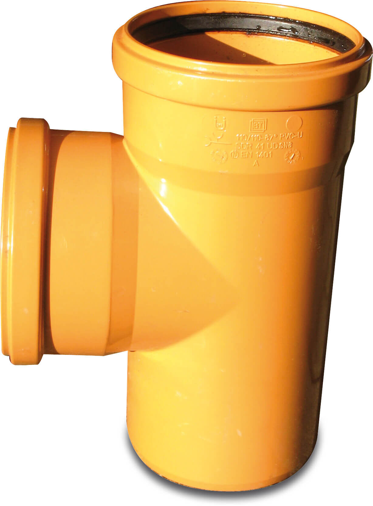 Einfachabzweig 87° PVC-U SN4 Steckmuffe x Steckmuffe x Stutzen Rostbraun