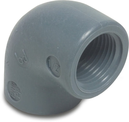 Winkel 90° PP 1/2" Innengewinde 10bar Grau