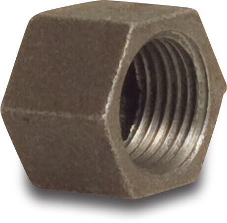 Profec Nr. 300 Hexagonkappe Gusseisen Schwarz Innengewinde 25bar DVGW