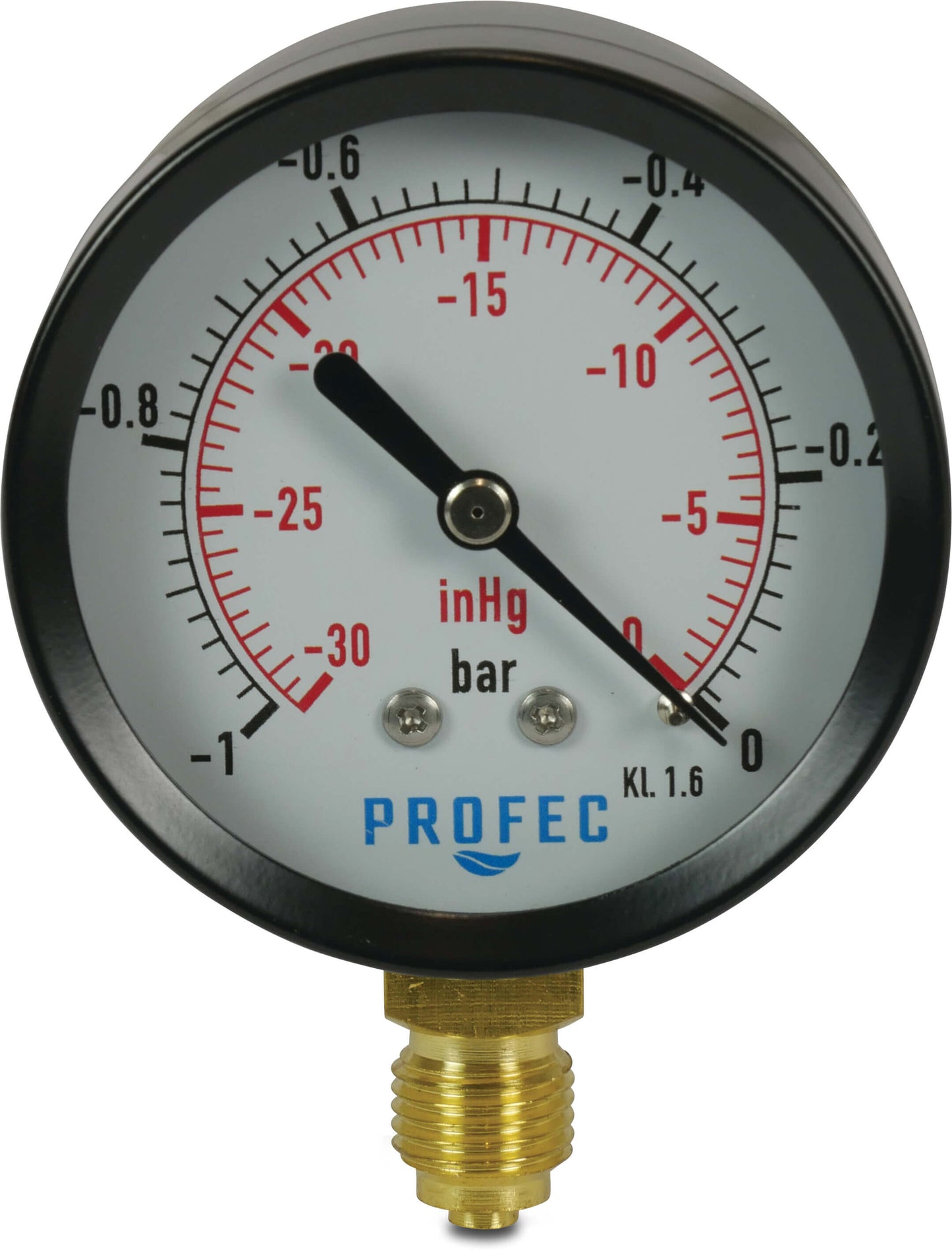 Profec Manometer 63 mm Außengewinde 0 - 6bar Schwarz Typ Trocken Unten 1/4"