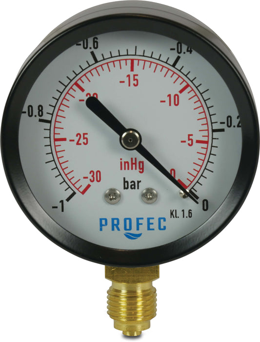 Profec Manometer 63 mm Außengewinde 0 - 6bar Schwarz Typ Trocken Unten 1/4"
