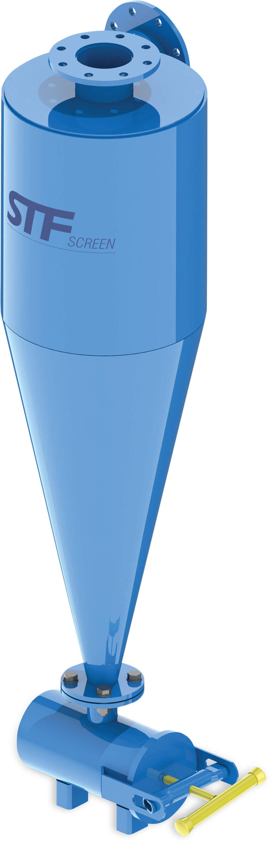 STF Hydrocyclon-Sandabscheider carbon steel ST37.2 Epoxybeschichtung DIN Flansch 10bar Blau Typ