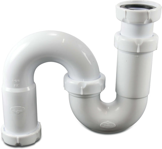 Siphon PP 1 1/2" x 40 mm Innengewinde x Schelle Weiß Typ S