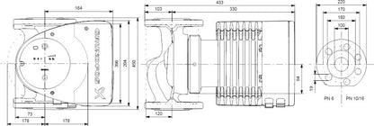 Grundfos Umwälzpumpe mit variabler Drehzahl Gusseisen DIN Flansch 10bar 1.41A 230VAC Schwarz/Rot