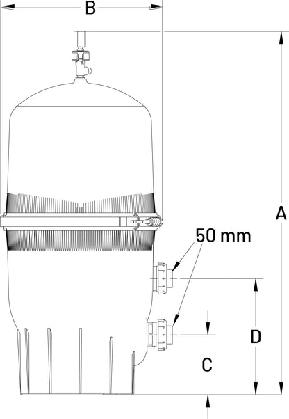 Norsup ICF230 Wasserfilter HDPE 2" Imperial Klebemuffe 3.5bar Grau