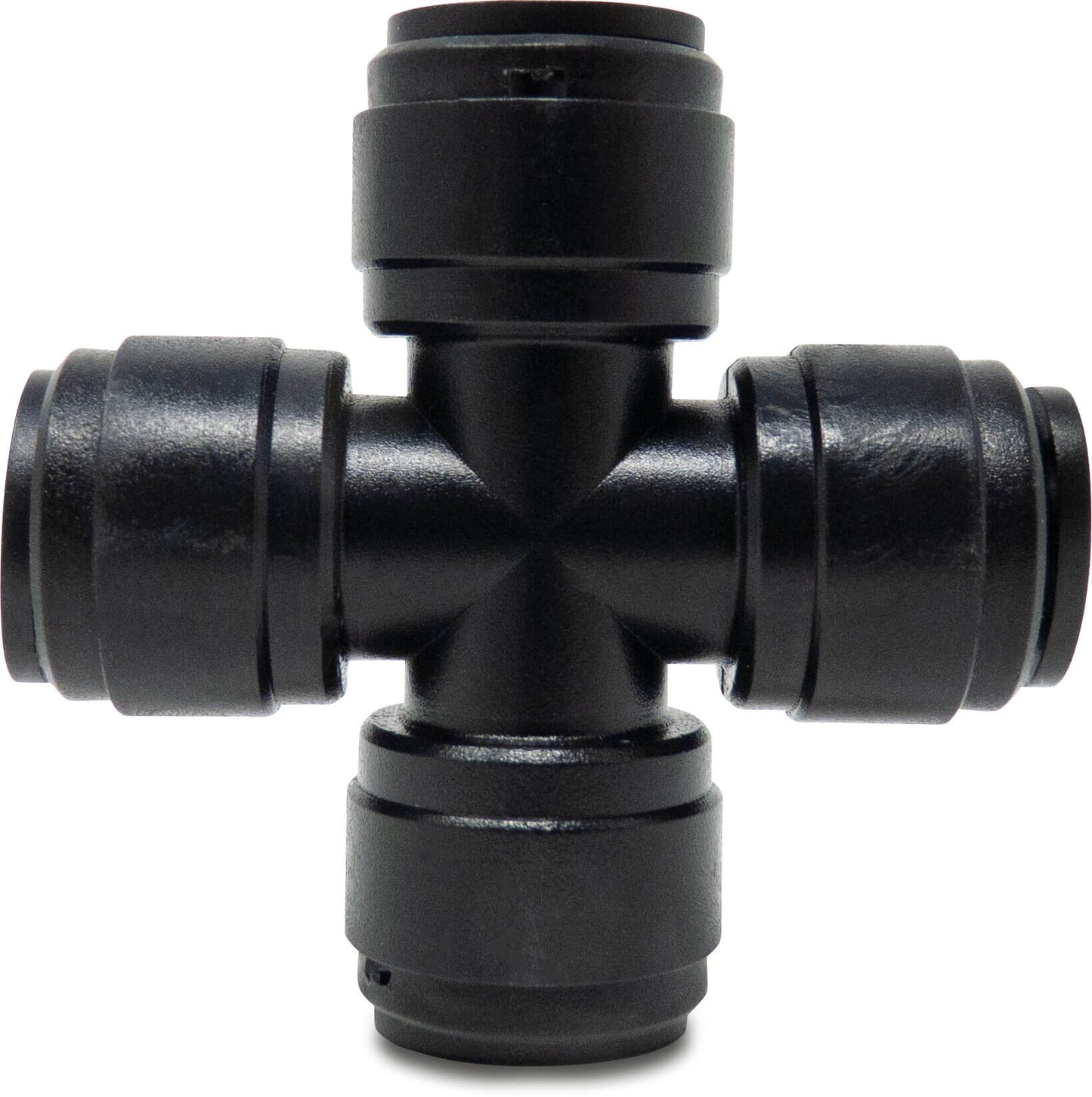 Kreuzstück POM 6 mm Einsteck 20bar Schwarz WRAS Typ Aquaspeed