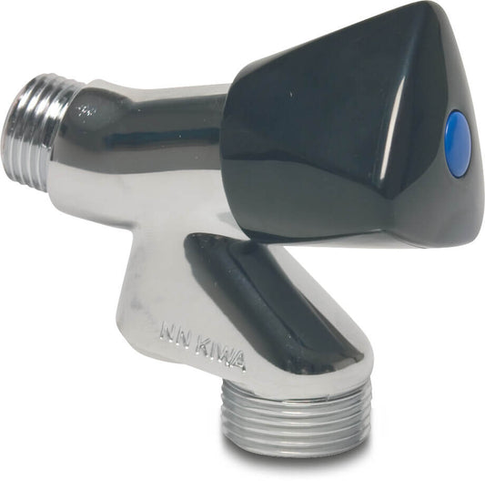 Bonfix Absperrhahn mit Rückschlagklappe Messing Verchromt 1/2" x 3/4" Außengewinde 10bar Verchromt KIWA Typ DA/EB