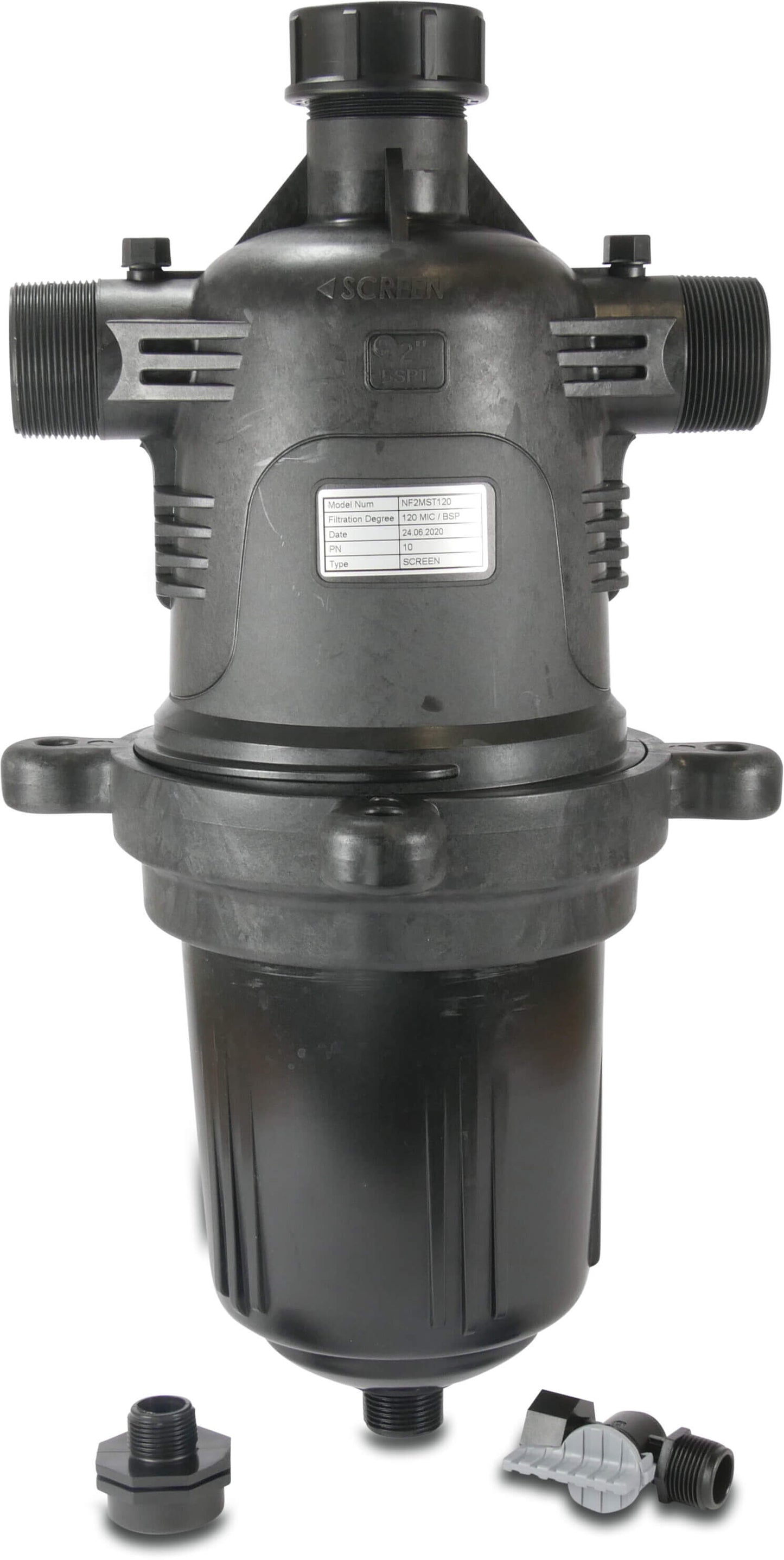 Tavlit Manueller Filter glasfaserverstärktes Nylon 2" Außengewinde 10bar 120micron Disk/Scheiben Schwarz Typ Adir T Super