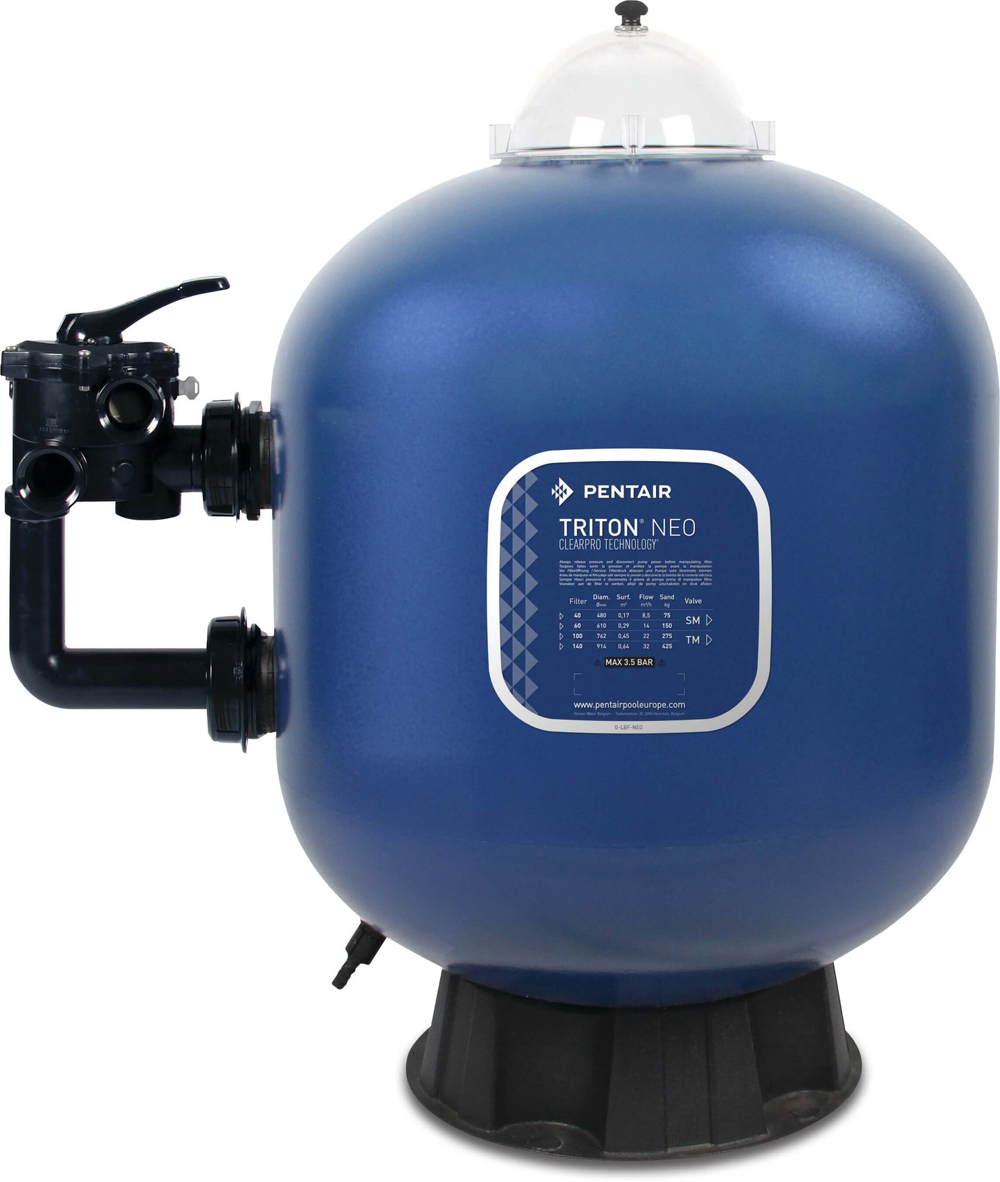 Pentair Triton® F-19S8-NEO-CP Sandfilter Polyester glasfaserverstärkt Innengewinde 2,5bar Blau