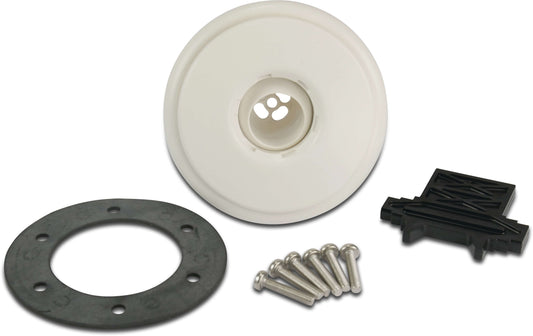 Ocean Einlassarmatur ABS 1 1/2" Außengewinde Weiß Edelstahleinsätze A4 Typ M5 mit Edelstahl M5 Gewinde