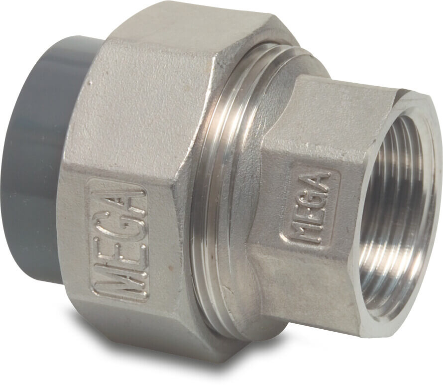 Profec Verschraubung PVC-U/Edelstahl 316 Klebemuffe x Innengewinde 10bar Grau