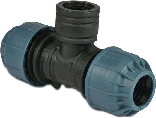 Jason T-Stück 90° PP Klemm x Innengewinde x Klemm 10bar Schwarz/Blau