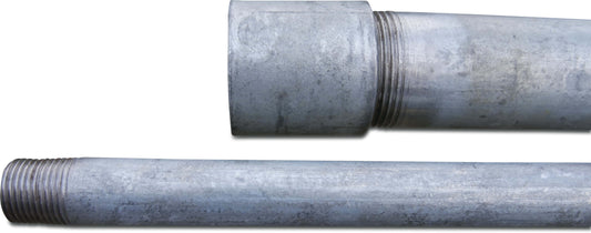 Rohr Stahl Verzinkt 1" x 3,2 mm Außengewinde x Gewindemuffe 50bar 6m KIWA/GASTEC