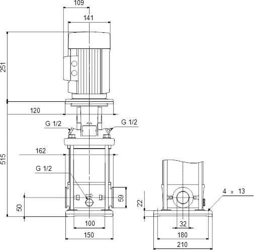 Grundfos Mehrstufige Kreiselpumpe Edelstahl 1 1/4" 1A 400VAC