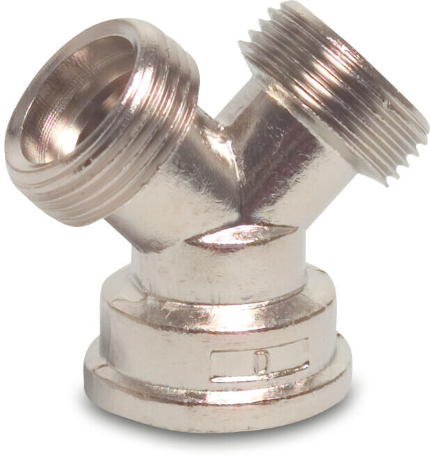 Profec Y-Stück Messing hart verchromt 3/4" Außengewinde x Außengewinde x Innengewinde 30bar (VE: 5 St.)