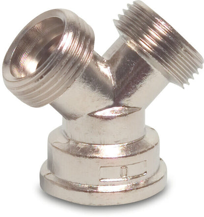 Profec Y-Stück Messing hart verchromt 3/4" Außengewinde x Außengewinde x Innengewinde 30bar (VE: 5 St.)