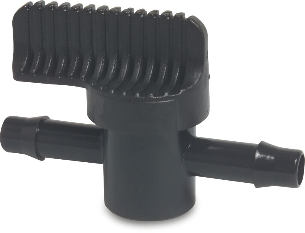 Absperrhahn PA (Nylon) Schlauchtülle 10bar Schwarz Typ WF