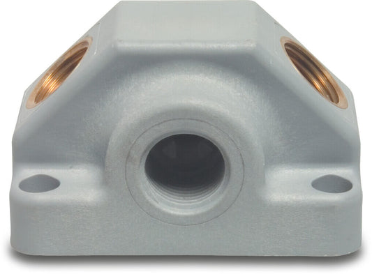 2-Wege Verteilerstück PVR/Messing 1/2" Innengewinde 12,5bar DN15 Grau