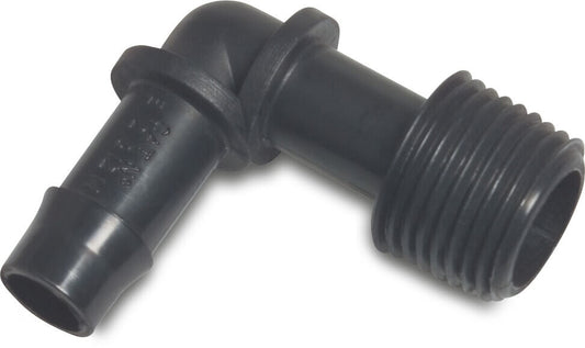 Winkel 90° PA (Nylon) Außengewinde x Schlauchtülle 10bar Schwarz Typ WF
