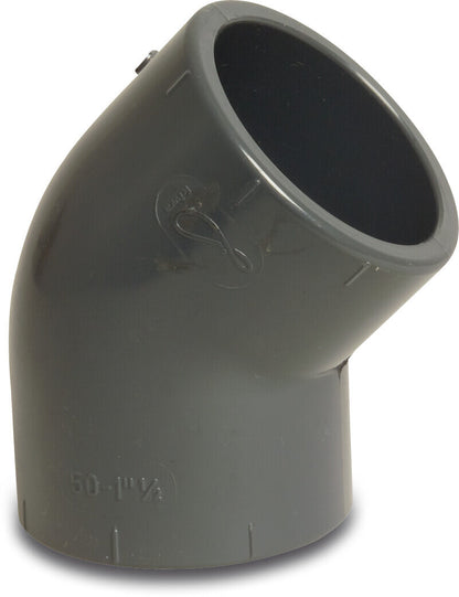 Profec Winkel 45° PVC-U Klebemuffe 16bar Grau KIWA
