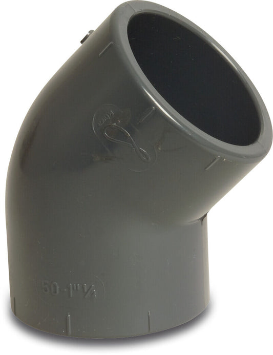 Profec Winkel 45° PVC-U Klebemuffe 16bar Grau KIWA