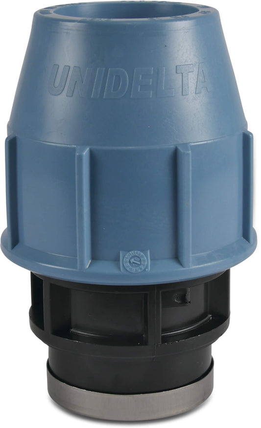 Unidelta Kupplung PP Klemm x Innengewinde 16bar Schwarz/Blau DVGW/KIWA/WRAS