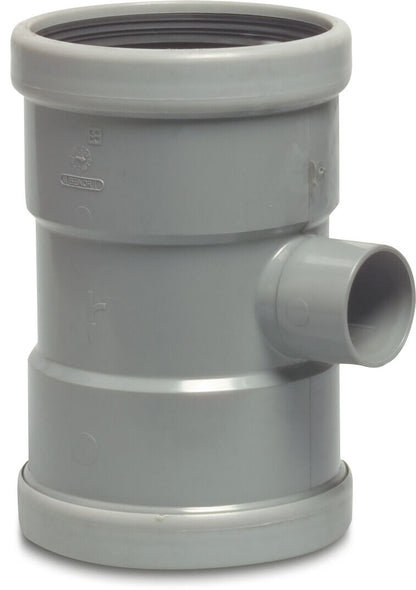 T-Stück 87° PVC-U 110 mm x 75 mm x 110 mm SN4 Steckmuffe x Klebemuffe x Steckmuffe Grau KOMO/BENOR (VE: 10 St.)