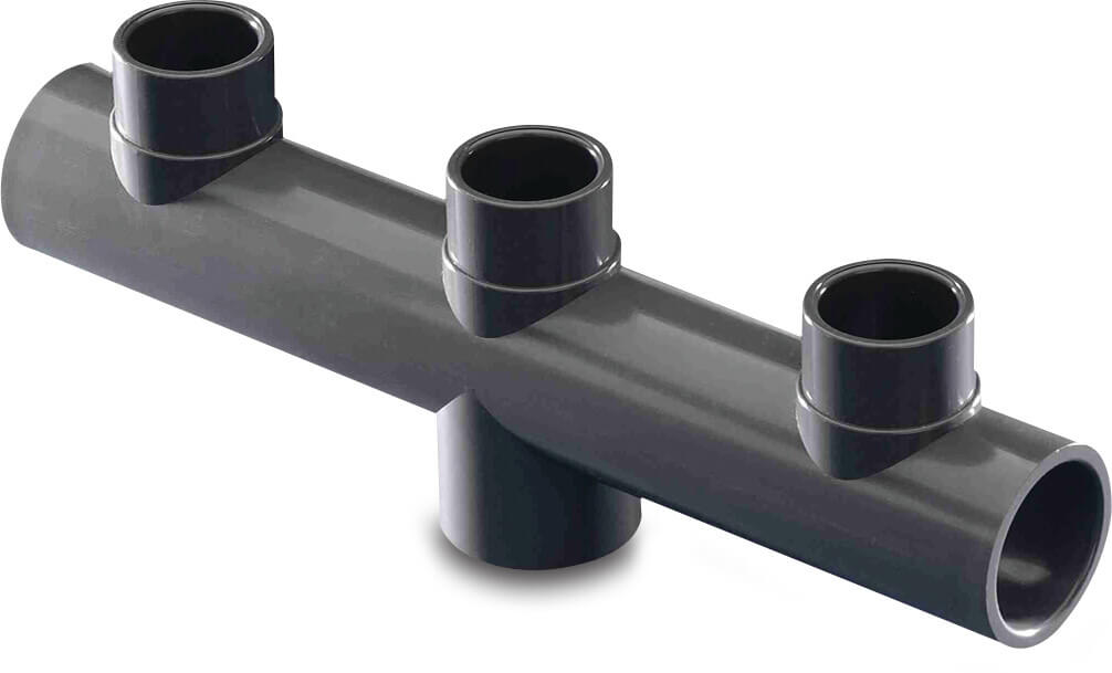 Verteilerstück PVC-U 50 mm x 40/50 mm x 50 mm Klebemuffe x Klebemuffe/Klebestutzen x Klebemuffe Grau