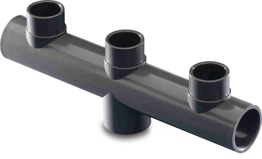 Verteilerstück PVC-U 50 mm x 40/50 mm x 50 mm Klebemuffe x Klebemuffe/Klebestutzen x Klebemuffe Grau