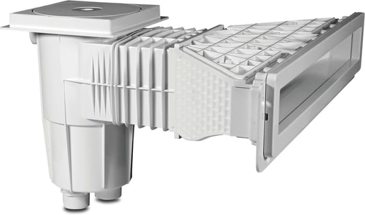 Flotide High Waterline Folienpools Skimmer ABS 1 1/2" x M6 Innengewinde Weiß rechteckig
