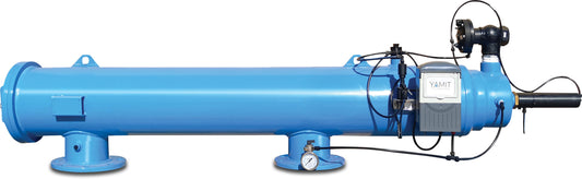 Yamit Automatisch hydraulisch Filter carbon steel ST37.2 Epoxybeschichtung DN150 DIN Flansch 10bar 120micron Edelstahl Gaze 24VAC Blau PN10 Typ AF806NX