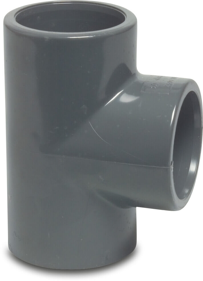 Profec T-Stück 90° PVC-U Klebemuffe 16bar Grau KIWA