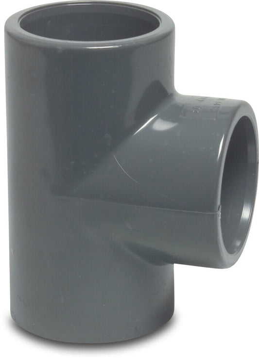 Profec T-Stück 90° PVC-U Klebemuffe 16bar Grau KIWA